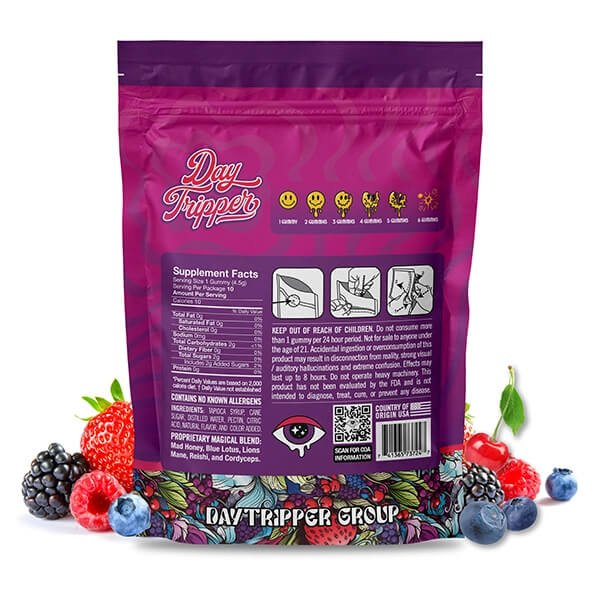 Day Tripper Mushroom Blue Lotus Gummies - Wildberry Odyssey