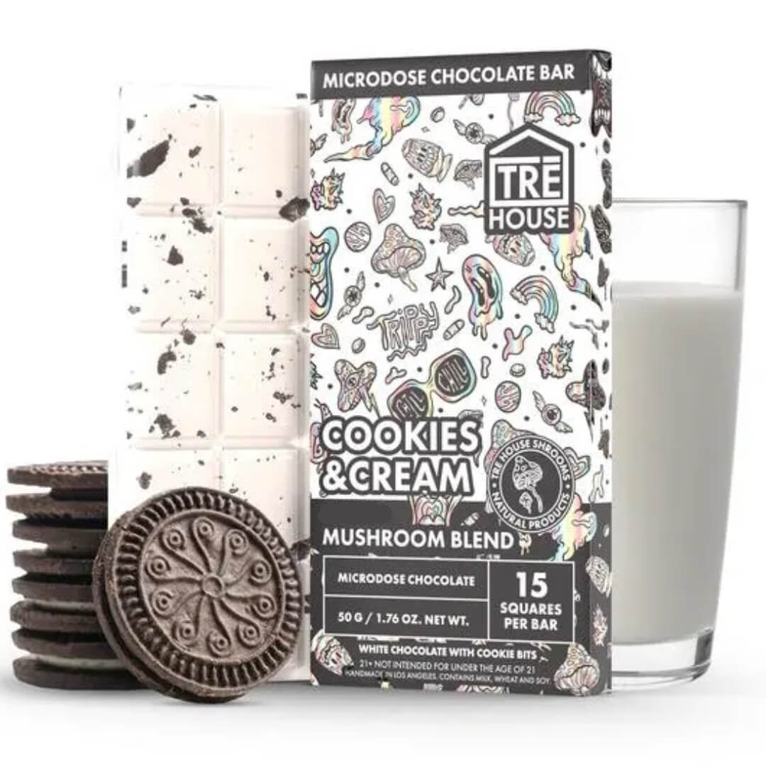 TRE House Mushroom Chocolate Bar - Cookies and Cream - 15 Squares